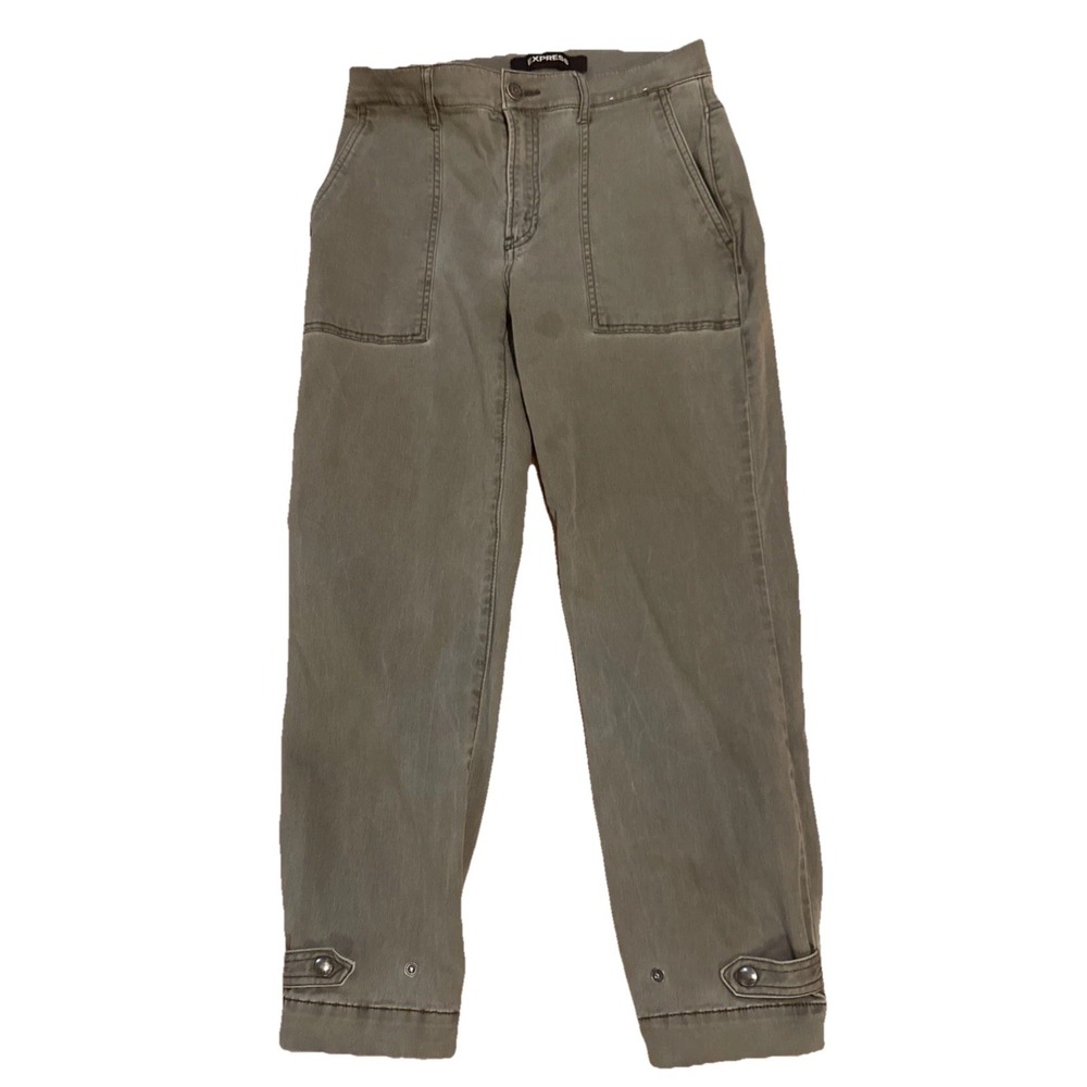Women's Express Cargo Pants Size 6 Olive Green Utility Elastic Ankle